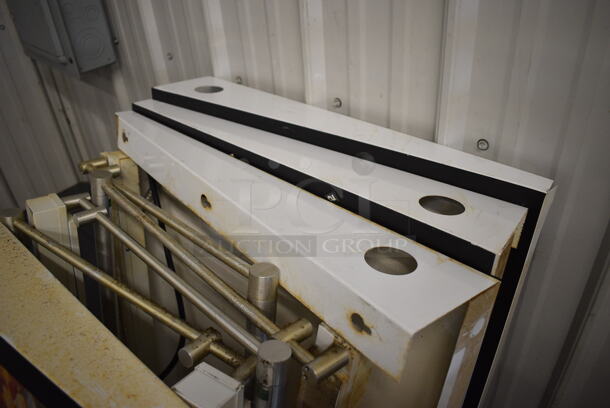 4 White Metal Signs w/ 4 Metal Sign Lights. 49.5x5x24.5. 4 Times Your Bid! - Image 3 of 3