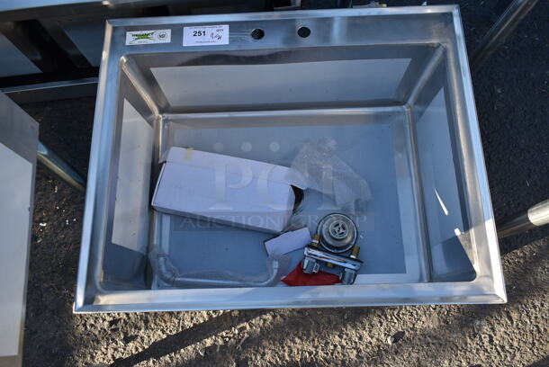 BRAND NEW SCRATCH AND DENT! Regency 600DI12812 Stainless Steel Commercial Single Bay Drop In Sink w/ Faucet and Handles. - Image 2 of 4