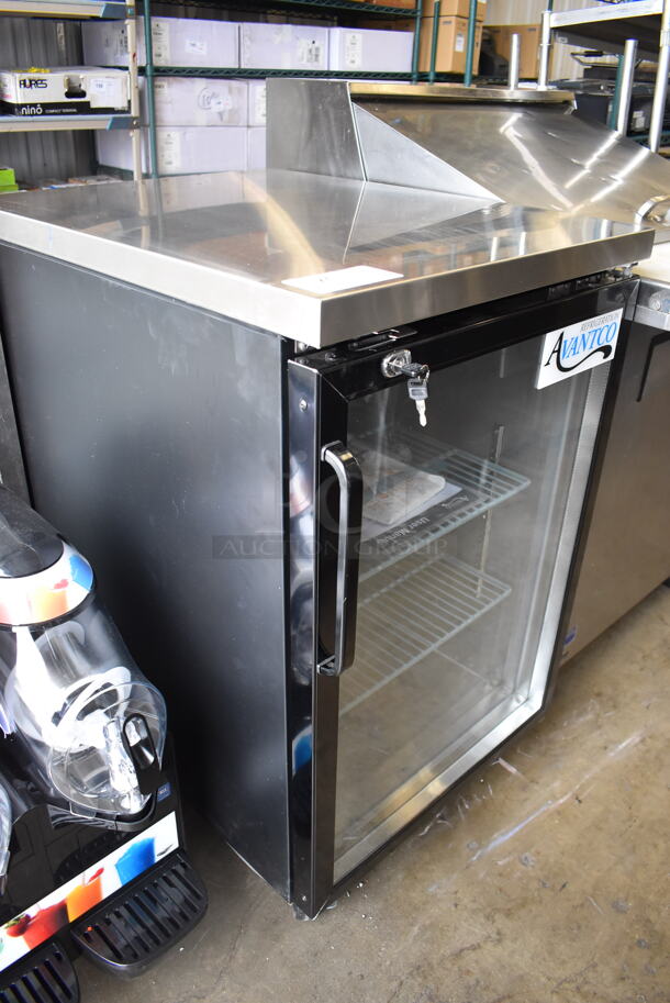 LIKE NEW! Avantco 178UBB1GHC Metal Commercial Single Door Back Bar Cooler Merchandiser on Commercial Casters. Unit Was Used a Few Times at a Trade Show as a Demonstration.  115 Volts, 1 Phase. 24x30.5x39. Tested and Working! - Image 2 of 8