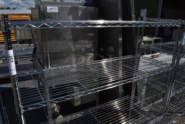 Chrome Finish 4 Tier Wire Shelving Unit. BUYER MUST DISMANTLE. PCI CANNOT DISMANTLE FOR SHIPPING. PLEASE CONSIDER FREIGHT CHARGES. 48x18x54 - Image 2 of 3