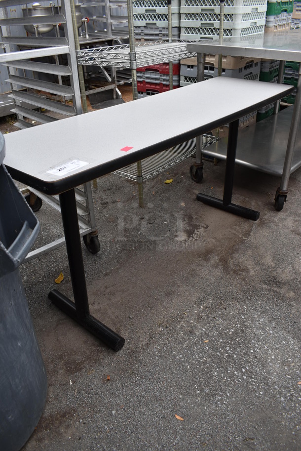 Gray Table on 2 Metal Table Bases. 60x18x29 - Image 3 of 5