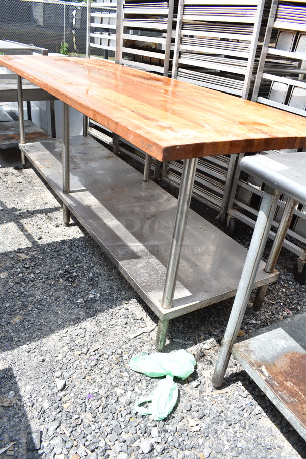 Butcher Block Table w/ Metal Under Shelf.  - Image 2 of 4