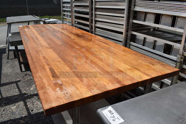 Butcher Block Table w/ Metal Under Shelf.  - Image 4 of 4