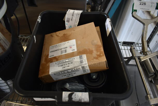ALL ONE MONEY! Lot of Various Items Including Brush and Utensils in Black Poly Bus Bin - Image 3 of 5