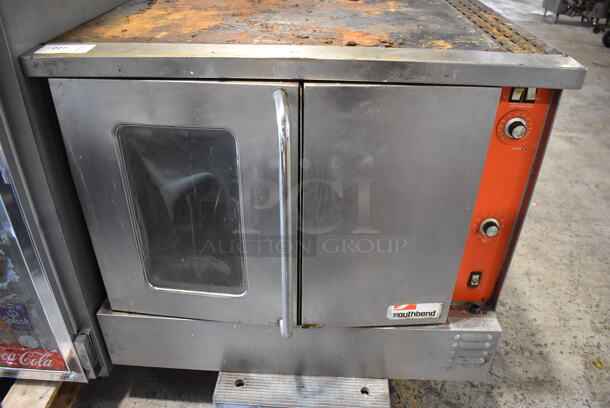 Southbend Stainless Steel Commercial Electric Powered Full Size Convection Oven w/ View Through Door, Solid Door and Metal Oven Racks. 208-250 Volts, 1 Phase.