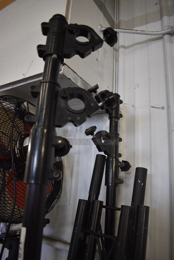 ALL ONE MONEY! Lot of 2 Metal Black Tripod Stands and 3 Black Metal Units! Includes 8x8x75, 59x2x8 - Image 5 of 5