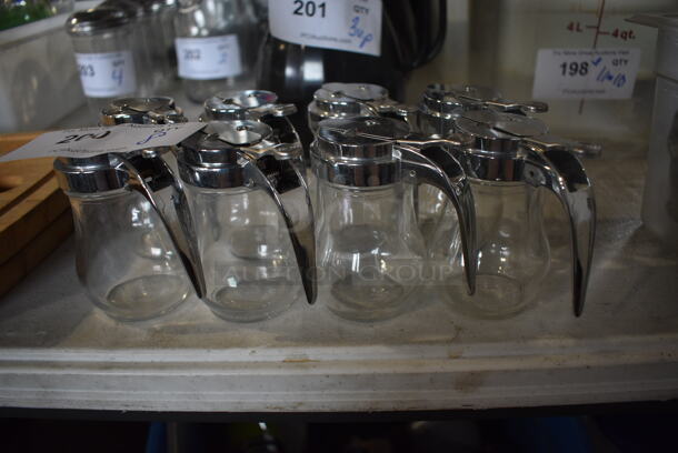 8 Glass Syrup Jars. 3.5x2.5x4. 8 Times Your Bid!