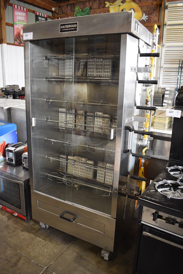 Southwood Model RG7-NAT Stainless Steel Commercial Floor Style Natural Gas Powered 7 Spit Rotisserie Oven on Commercial Casters. 48x22x76 - Image 2 of 8