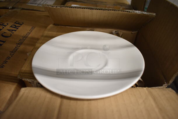 24 BRAND NEW IN BOX! White Ceramic Saucers. 6.25x6.25x1. 24 Times Your Bid!