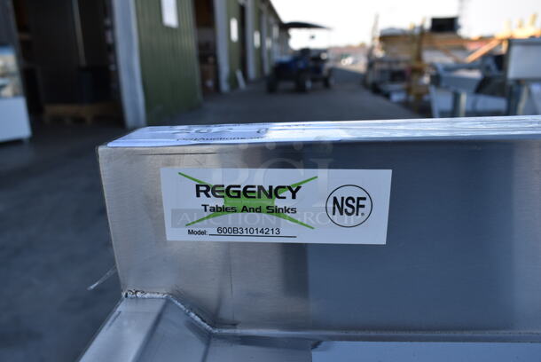 BRAND NEW SCRATCH AND DENT! Regency 600B31014213 Stainless Steel Commercial 3 Bay Back Bar Sink w/ Dual Drain Boards. Bays 10x14. Drain Boards 11x15 - Image 5 of 6
