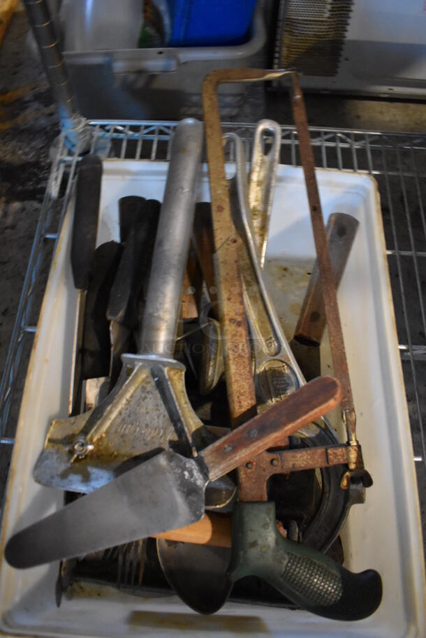 ALL ONE MONEY! Lot of Various Utensils Including Scraper, Lifters and Knives in Poly Bin - Image 2 of 4