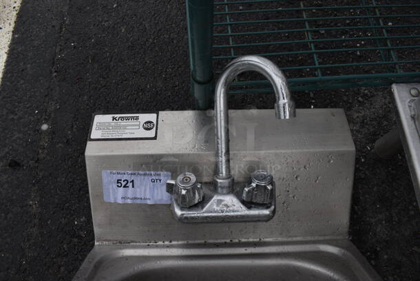 Stainless Steel Commercial Single Bay Wall Mount Sink w/ Faucet and Handles. 15.5x15.5x20 - Image 3 of 4