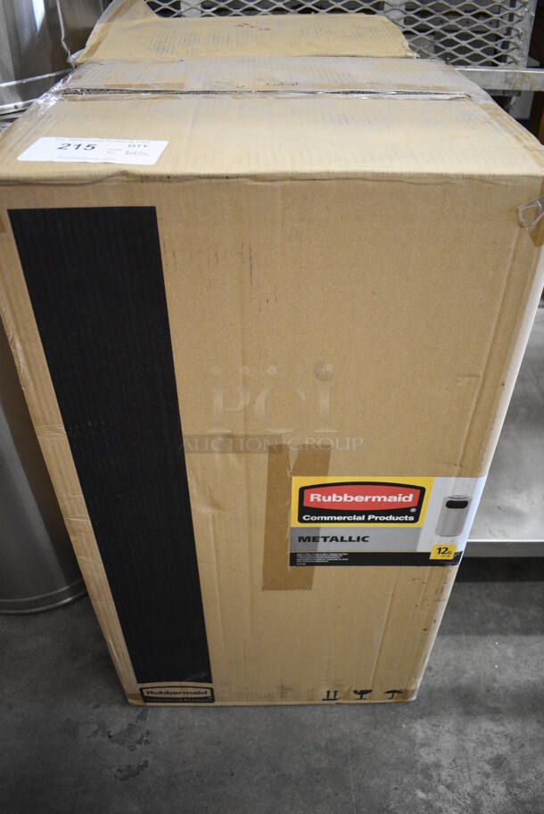 2 BRAND NEW! Rubbermaid Metallic Metal Trash Can w/ Ash Tray Top. 15x15x28. 2 Times Your Bid! - Image 4 of 4