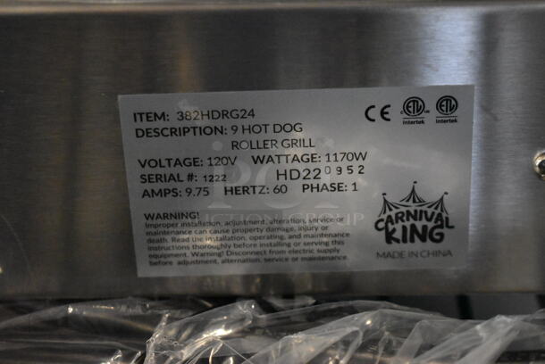 BRAND NEW SCRATCH AND DENT! 2022 Carnival King 382HDRG24 Stainless Steel Commercial Countertop Hot Dog Roller. 120 Volts, 1 Phase. Tested and Working! - Image 6 of 6