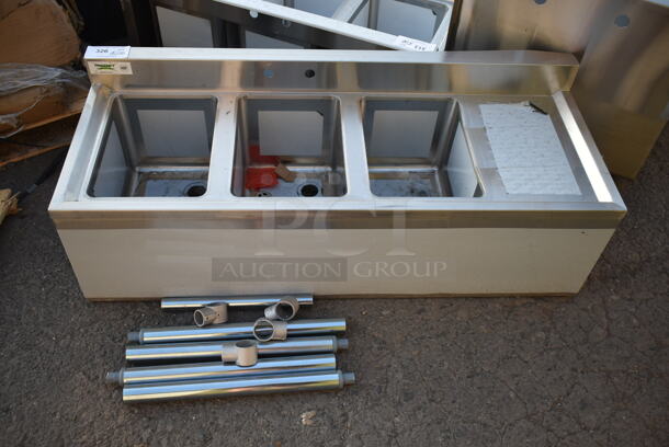 BRAND NEW SCRATCH AND DENT! Regency 600B3101413R 3 Bowl Underbar Sink with Drainboard - 48" x 18 3/4" - Right Drainboard - Image 2 of 8