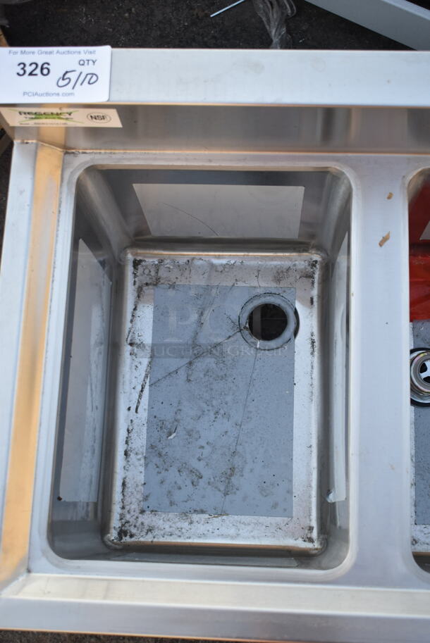 BRAND NEW SCRATCH AND DENT! Regency 600B3101413R 3 Bowl Underbar Sink with Drainboard - 48" x 18 3/4" - Right Drainboard - Image 7 of 8