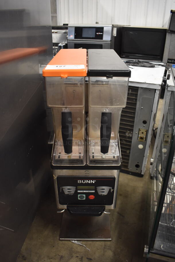 2018 BUNN MHG Commercial Stainless Steel Electric Countertop Dual Hopper Coffee Grinder And Storage System. 120V, 1 Phase. Tested and Working!