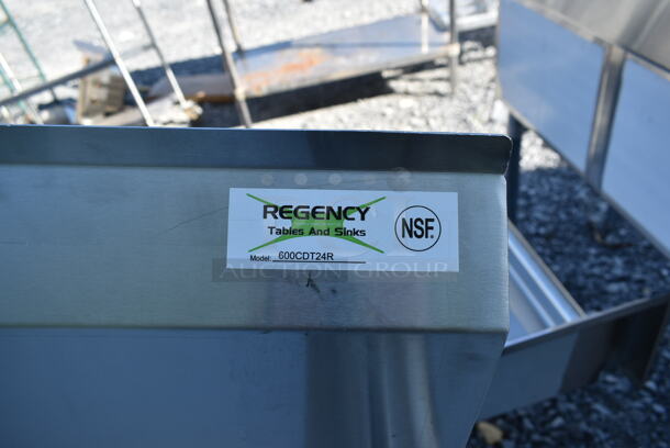 BRAND NEW SCRATCH AND DENT! Regency 600CDT24R Stainless Steel Commercial Right Side Clean Side Dishwasher Table. - Image 4 of 4