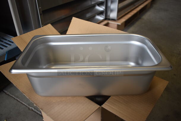 12 BRAND NEW IN BOX! Browne Stainless Steel 1/3 Size Drop In Bins. 1/3x6. 12 Times Your Bid! 