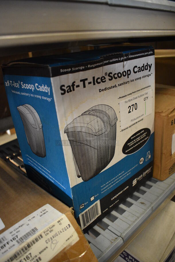 BRAND NEW IN BOX! San Jamar Blue Poly Saf-T-Ice Scoop Caddy. 10x8x11 - Image 3 of 4