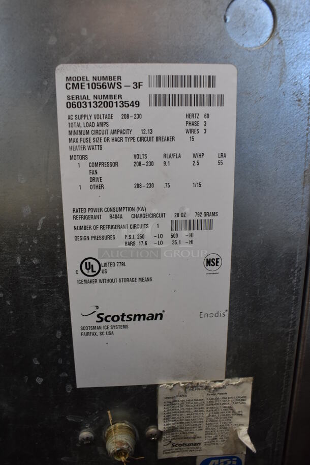 Scotsman CME1056WS-3F Stainless Steel Commercial Ice Head. 208-230 Volts, 1 Phase. 30x23.5x27 - Image 5 of 6