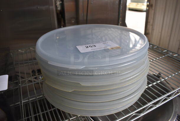 ALL ONE MONEY! Lot of 8 Clear Poly Round Lids! 12.5x12.5x1 - Image 2 of 3