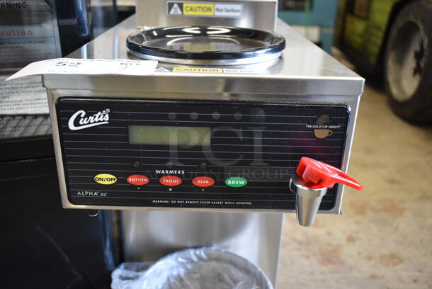 BRAND NEW SCRATCH AND DENT! Curtis ALP3GT12A000 Stainless Steel Commercial Countertop 3 Burner Coffee Machine w/ Hot Water Dispenser and Metal Brew Basket. 120 Volts, 1 Phase.  - Image 5 of 6