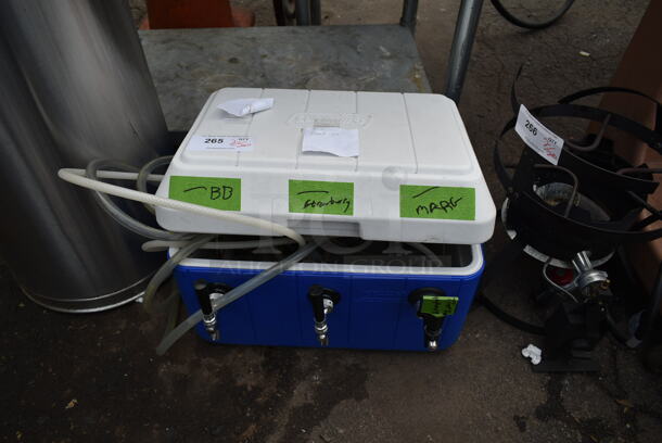 Blue and White Poly 3 Tap Jockey Box w/ Hoses. - Image 1 of 3