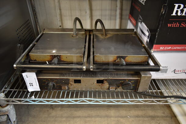 Stainless Steel Commercial Countertop Double Panini Press. Cannot Test Due To Plug Style