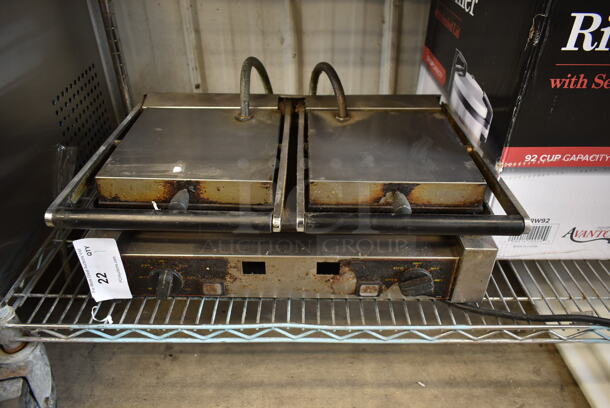Stainless Steel Commercial Countertop Double Panini Press. Cannot Test Due To Plug Style - Image 1 of 5