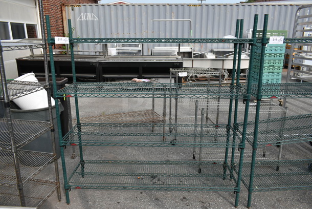 Metro Green Finish 4 Tier Wire Shelving Unit. BUYER MUST DISMANTLE. PCI CANNOT DISMANTLE FOR SHIPPING. PLEASE CONSIDER FREIGHT CHARGES. - Image 1 of 2