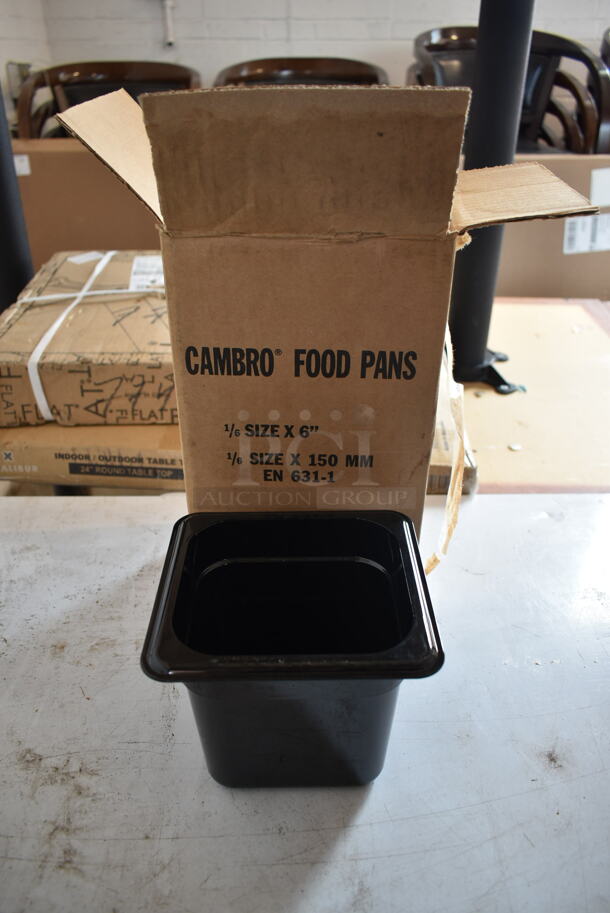 Box of 6 BRAND NEW! Black Poly 1/6 Size Drop In Bins. 1/6x6 - Image 1 of 5