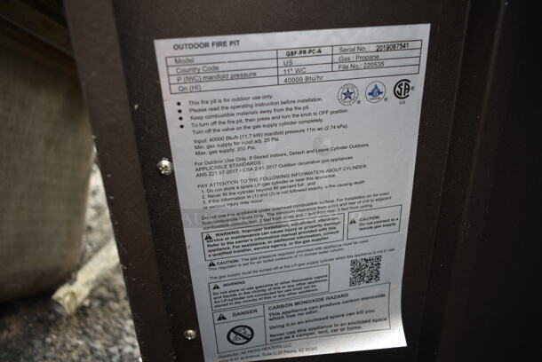 2019 GSF-PR-PC-A Brown Metal Propane Gas Powered Fire Pit. 40,000 BTU. - Image 4 of 4