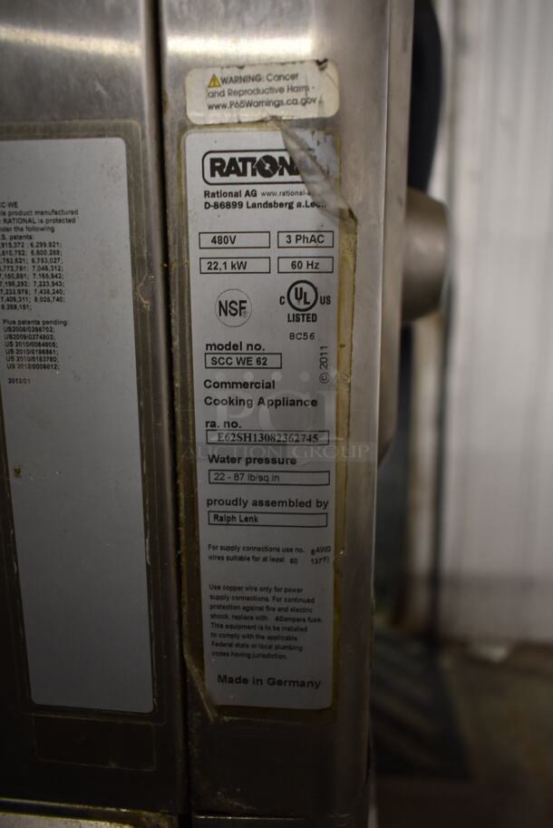 2 2013 Rational Stainless Steel Commercial Combitherm Self Cooking Center Convection Ovens on Commercial Casters. Top Model: SCC WE 62. Bottom Model: SCC WE 102. 480 Volts, 3 Phase. 2 Times Your Bid! - Image 8 of 9
