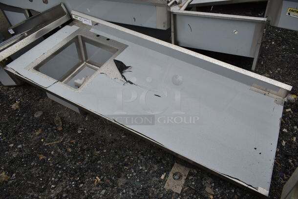 BRAND NEW SCRATCH AND DENT! Regency 600ST3072L Stainless Steel Commercial Table w/ Sink Bay. No Legs.