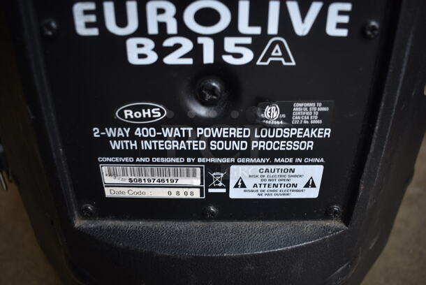 2 Eurolive B215A 2-Way 400 Watt Loudspeaker With Integrated Sound Processor. 2 Times Your Bid!  - Image 4 of 5