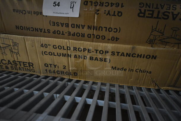 4 BRAND NEW SCRATCH AND DENT! Lancaster Table & Seating 164CRGLD 40" Gold Finish Metal Rope Top Stanchion. 4 Times Your Bid! - Image 3 of 4