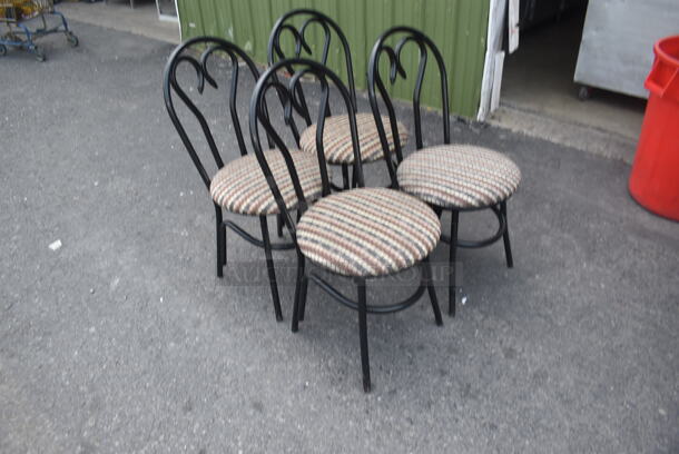 4 Black Scroll Back Chairs With Striped Cushioned Seats. 4 Times Your Bid. Cosmetic Condition May Vary. - Image 2 of 4