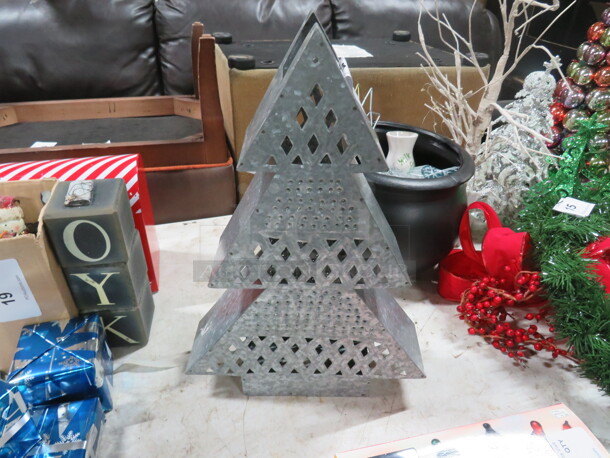One Tin Tree Decor. - Image 1 of 2