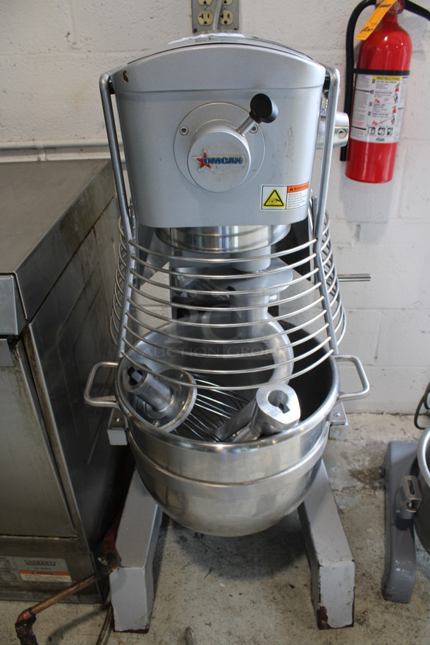 Omcan Model SP300A Metal Floor Style Planetary 30 Quart Dough Mixer w/ Stainless Steel Mixing Cup, Bowl Guard, Paddle, Whisk and Dough Hook Attachments. 110 Volts, 1 Phase. 22x24x45. Tested and Working! - Image 4 of 8