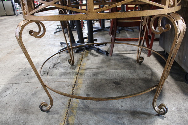 Gold Colored Metal Table w/ Granite Tabletop. 48x48x33 - Image 5 of 5