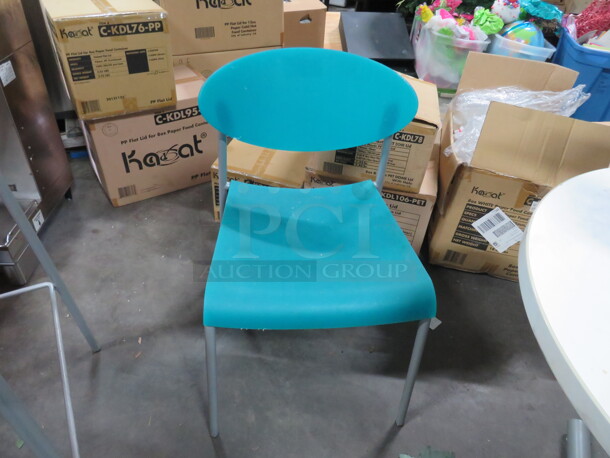 One Metal Chair With Molded Seat.