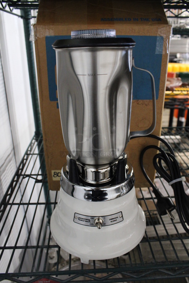 BRAND NEW IN BOX! Waring Model 800S Metal Commercial Countertop Blender w/ Stainless Steel Cup. 230 Volts. 7x7x13