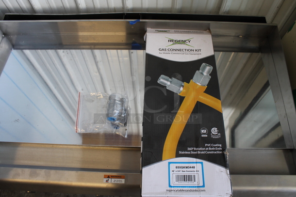 BRAND NEW SCRATCH AND DENT! Cooking Performance Group CPG 351GTUCPG48N Ultra Series Stainless Steel Commercial Countertop Chrome Top Chrome Top Flat Top Griddle w/ Regency Gas Hose Kit and Thermostatic Controls.  - Image 7 of 7