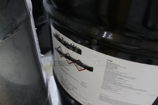 ALL ONE MONEY! Lot of 5 Metal Barrels; WD Zinc, Blue Magic Catalyst, MC Catalyst. BUYER MUST REMOVE. - Image 9 of 12