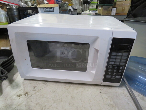 One Mainstays Microwave. Model# EM720CGA-W. 120 Volt. 17X13X10
