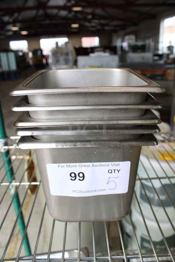 5 Stainless Steel 1/6 Size Drop In Bins. 1/6x6. 5 Times Your Bid!