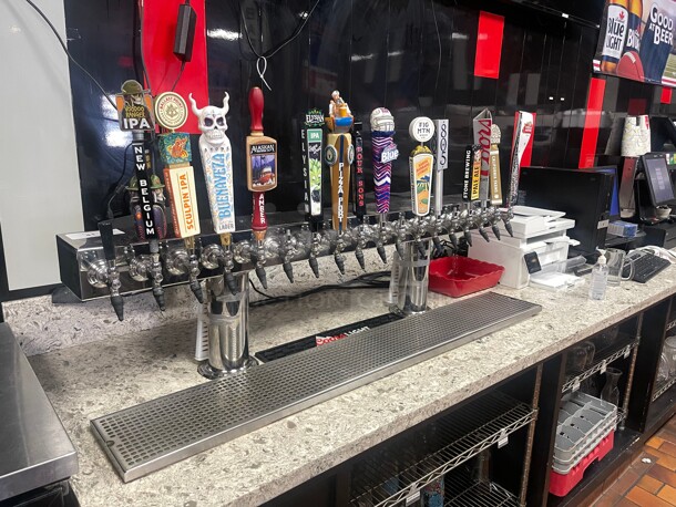 Clean! American Beverage 18 Faucet Stainless Steel Commercial Beer Tower Dispenser  NSF With Drain Board Working! - Image 3 of 6
