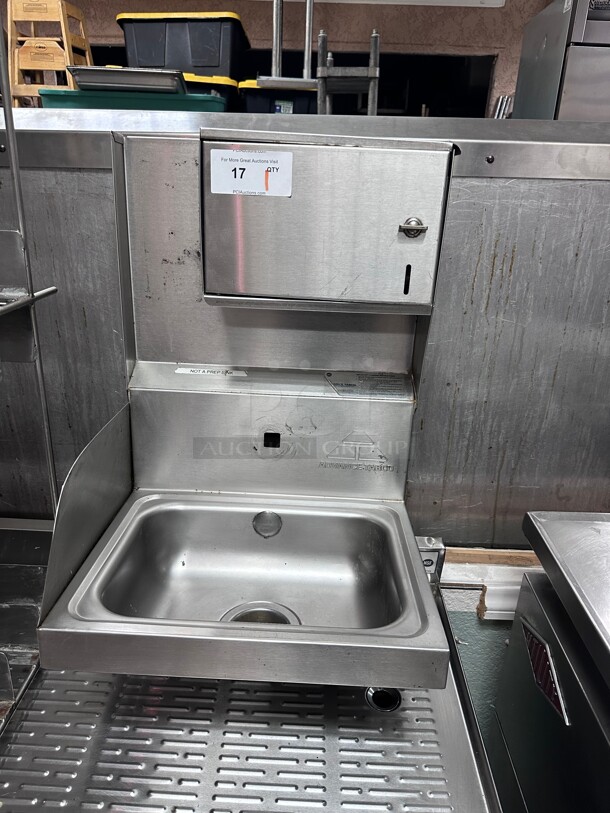 Clean! Advance Tabco 7-PS-80 Stainless Steel Wall Mount Commercial Hand Sink w/17L x 15W x 23D Bowl NSF  - Image 1 of 6