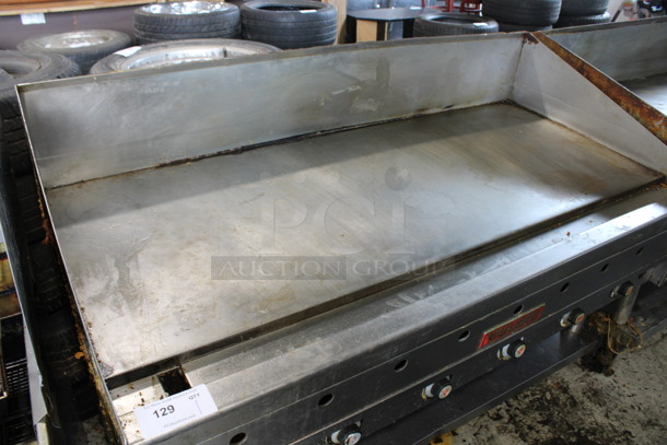 Vulcan Stainless Steel Commercial Natural Gas Powered Flat Top Griddle w/ Metal Under Shelf on Commercial Casters. 60x30x46 - Image 2 of 6